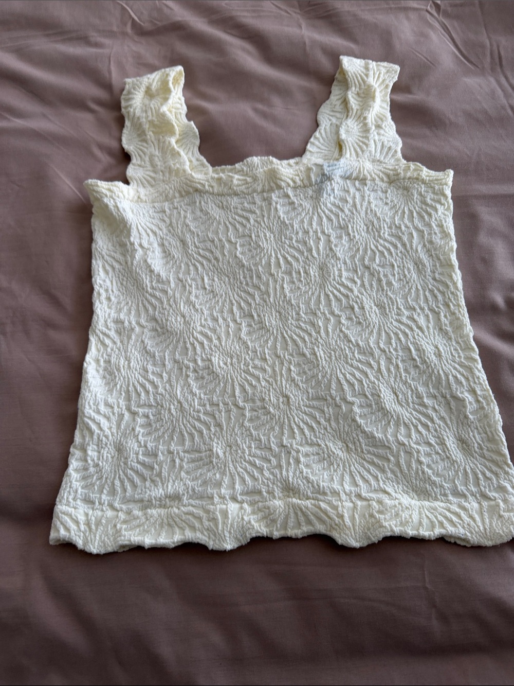 Source Unknown Cream Textured Tank Top